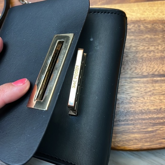 ZAC POSEN SMALL BLACK LEATHER & METAL CHAIN CROSSBODY SHOULDER BAG - Picture 11 of 16